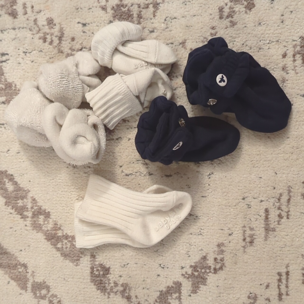 Baby Gap socks + Burt's bees baby slippers